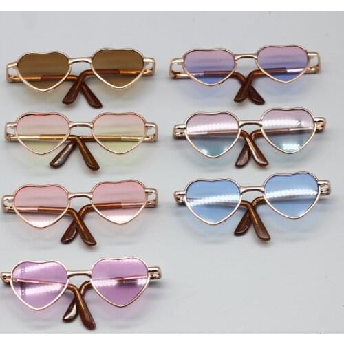 2Pcs/Lot Random 2Pcs Fashion Heart Shaped Glasses for 18-Inch Dolls and 1/6 Blythes Dolls Toy Sunglasses Accessories 8.3cm