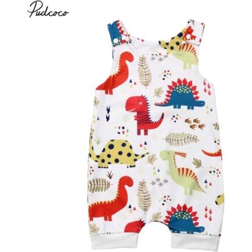 2019 Brand Newborn Infant Baby Girl Boy Romper Lovely Dinasour Sleeveless Summer Jumpsuit Sunsuit Outfit Baby Clothes Cartoon