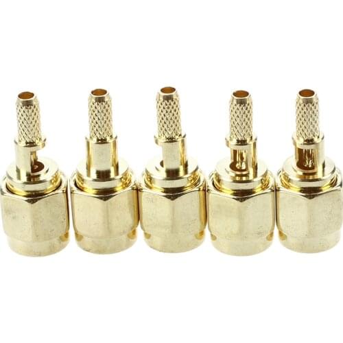 5 x SMA Male Straight Crimp RG174 RG188 RG316 LMR100 RF Coax Connector