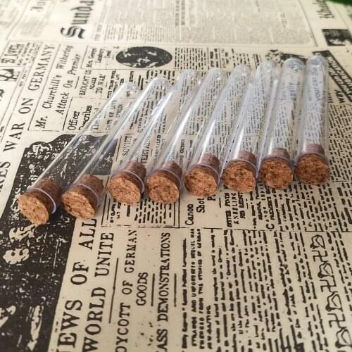 50pcs/Lot 6mL 13x78mm School Lab Chemical Clear Plastic Test Tubes With Corks Cap Wedding Party Candy Container Agilawood Tube