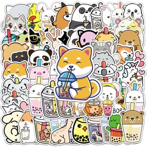 50pcs Pet Milk Tea Stickers For Notebooks Stationery Laptop Notepad Cute Sticker Aesthetic Scrapbooking Material Craft Supplies