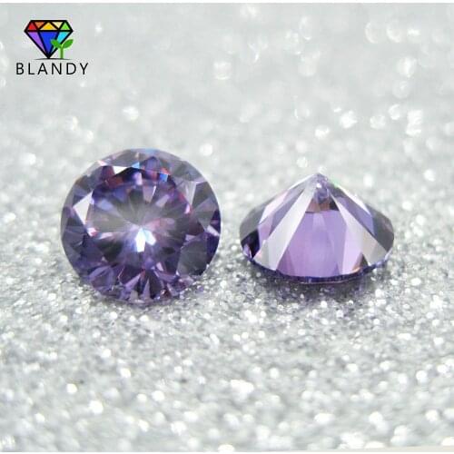 5A Grade 3.0~16mm Purple Red CZ Stone Round Brilliant Cut Loose Cubic Zirconia Stones Amethystine Synthetic Gems For Jewelry