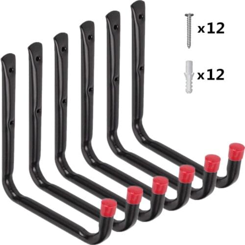 6Pcs Large Heavy Duty Storage Hanging Hooks Home Garage Bike Ladder Wall Mounted Brackets Hook Durable Ganchos para colgar