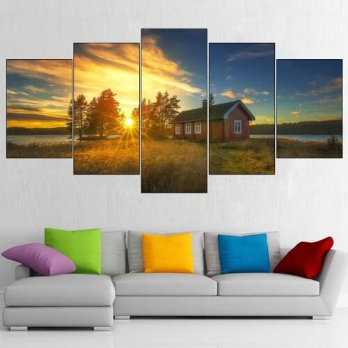 Diamond Embroidery,House under the sunset,5pcs,Full,Rhinestone,Handicrafts,Diamond Painting,Cross Stitch,Diamond Mosaic,Decor