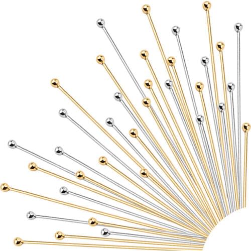 50pcs/100pcs Stainless Steel Ball Head Pins Gold Plated Needles Pins For Jewelry Making Handmade DIY Jewelry Supplies 5 Sizes