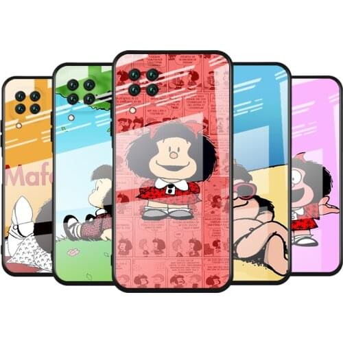 Tempered Glass Cover Animated cute Mafalda For Huawei Y6 Y7 Y9 Y5P Y6P Y8S Y8P Y9A P Smart Z 2019 2020 2021 Phone Case