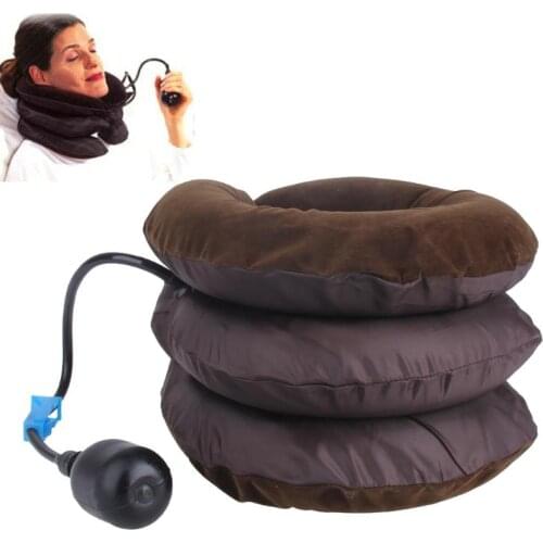 1Pc Black Inflatable Neck Massage Pillow Healthcare Neck Relaxation Cervical Device Traction Drop Collar Therapy Pain Relief