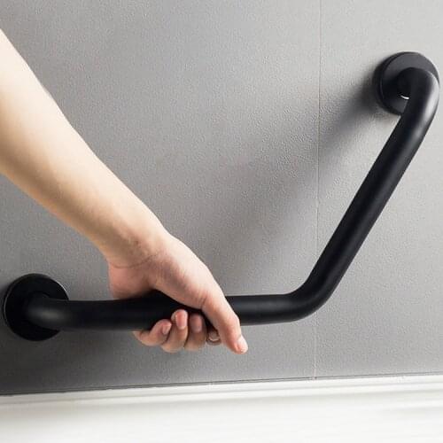 Black Handle Safety Rails Wall Mounted Elderly Toilet Anti Slip Safety Rails Stainless Steel Barandilla Home Improvement DI50FS