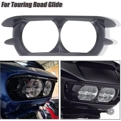 For Harley Touring Road Glide FLTRX 2015-2019 Road Glide Special Motorcycle Dual Headlight Fairing Trim Ring Cover Black