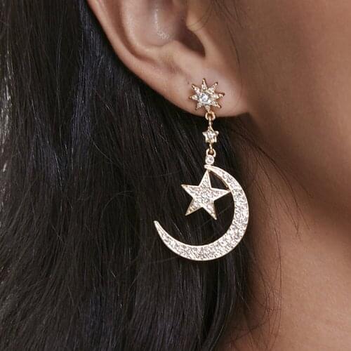 Street Shot for Star-moon Insert accessories Symmetrical Earrings Fashion Pop Earrings