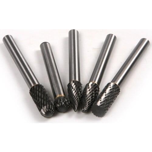 Fixmee 5pc/lot 6mm Shank 8mm Head Tungsten Carbide Rotary Burrs Die Grinder Carving Cutter Bit