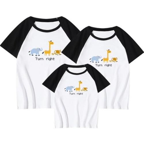 Animals Printing Good Cotton Blue Men 3XL Big T Shirt Father Son Matching Clothes Summer Short Top Tee Shirts Matching Outfits