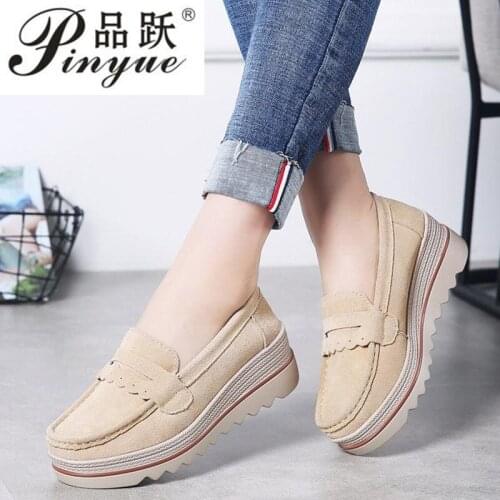 Spring Autumn Women Flats Platform Loafers Ladies Work Genuine Leather Comfort Soft Moccasins Nursing Slip On Casual Shoes