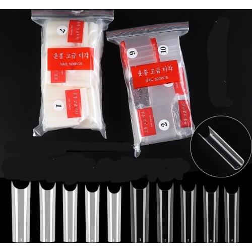 500Pcs/Bag Extra Long C Curve Nail Tips Coffin Reusable Fake Nails Extension Tip Acrylic Gel Capsules French Square Shape Tools