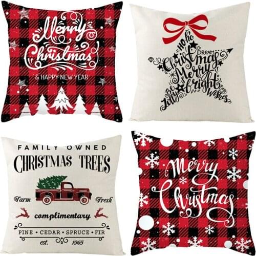 Merry Christmas Cushion Cover Santa Claus Elk Christmas Decoration For Home Ornaments Xmas Gifts Navidad Noel Happy New Year