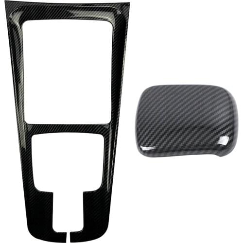 Carbon Fiber Center Console Water Cup Holder Frame Decoration with Car Gear Shift Knob Frame Cover Trim Moldings