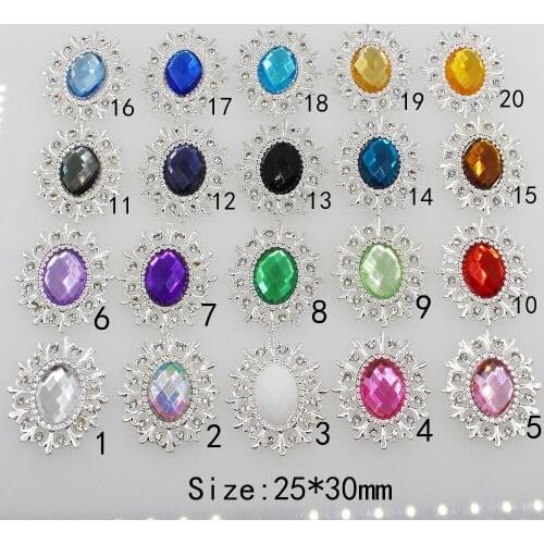 10pc Oval Metal Rhinestone Button Flat Back Silver Base Diy Accessories Scrapbooking Luggage Shoes And Clothing Decorative