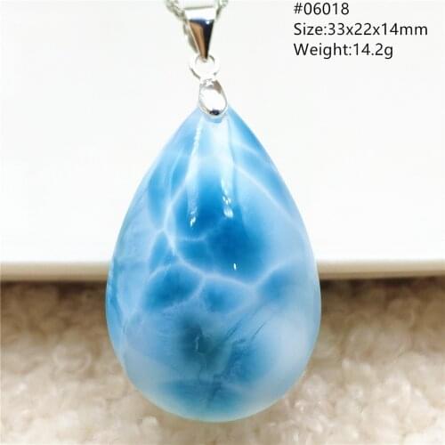 Genuine Natural Blue Larimar Pendant Women Men Water Pattern Crystal Love Heart Star Necklace From Dominia AAAAAA