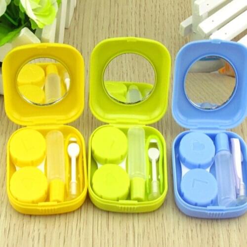 Portable Cute Contact Lenses Box Lens Case For Eyes Care Kit Candy Solid Color Glasses case Holder Container Gift For Women Men