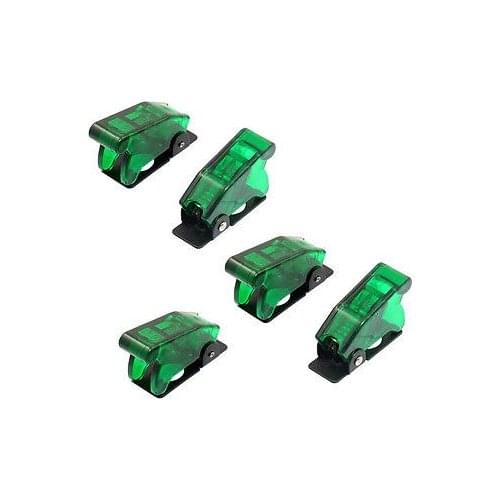 Baomain (5) 12mm Mount Dia.Transparent Green Safety Flip Cover for Toggle Switch