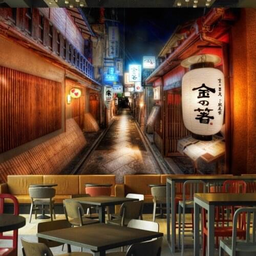Dropshipping Coloma Vintage Wallpaper Retro Street Japanese Cuisine Sushi House Wallpaper for Kitchen Wall 3d Mural Papel Tapiz