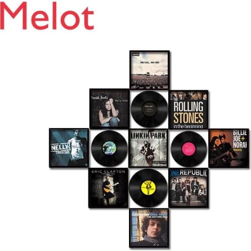 Retro Gramophone Record Poster Combination Hanging Painting Milk Tea Shop Creative Background Wall Decoration Decorative Pendant