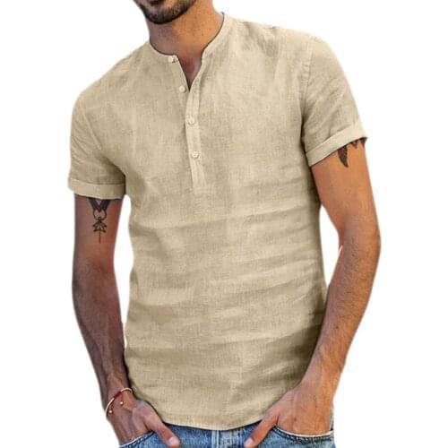 Shirts Men Summer Classic Short Sleeve Button Simple Linen Shirt Mens Tops Vintage Slim Harajuku Camisas Hombre Men Clothing