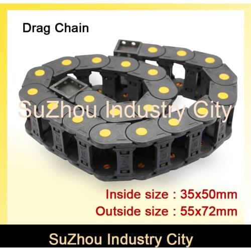 Series 35 x 50mm 60mm 75mm 100mm 125mm 150mm L1000mm Plastic Cable Drag Chain Wire Carrier with end connectors plastic towline