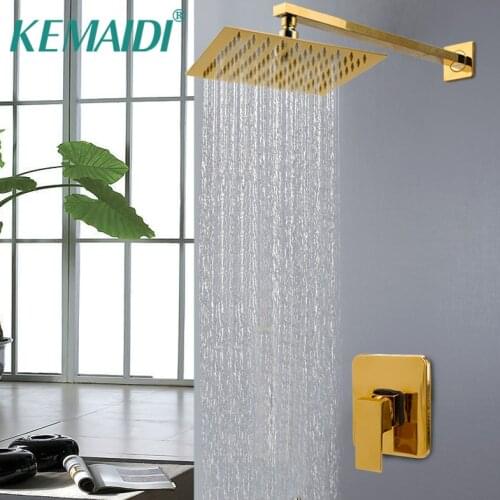 KEMAIDI Bathroom Gold Rainfall Shower Head Faucets Bathroom Faucet Ancessory Wall Mounted Replacement Shower Mixer