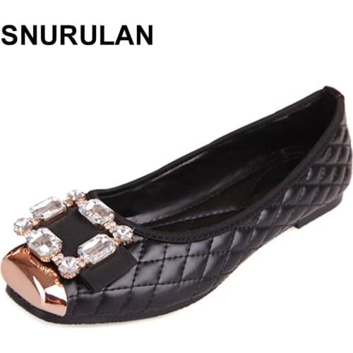 SNURULANSpring and Autumn Ballet Flats Women Elegant Brand Shoes Diamond Design Womens Flats Luxury Plus Size Free ShippingE336