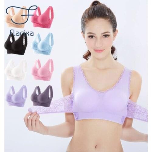 Flarixa Front Cross Side Buckle Gathered Sports Bra Push Up Large Size Lace Fitness Running Vest Shockproof Top Underwear Women