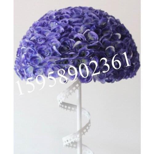 SPR 2pcs/lot 50cm wedding artificial silk flower ball plastic inner-blue-kissing ball-2PCS balls=4PCS half balls