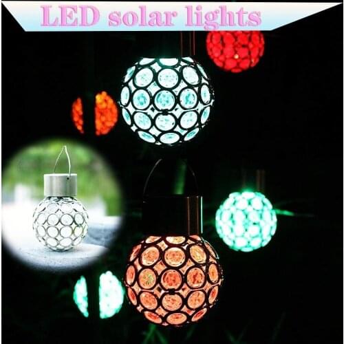 LED Solar Light Outdoors Hanging Waterproof Hollow Out Lantern Decoration Night Lights Ball Lamp Garden Yard Patio Pathway Decor