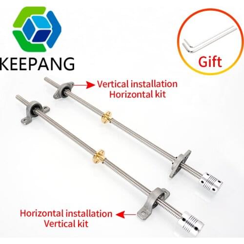 T8 Lead Screw 8mm lead+Screw+Coupling vertical kit Bracket Support Bearing Bracket Horizontal Trapezoidal