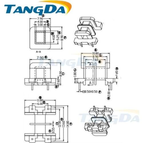 Tangda EE EE12 Type 2+2 pin 4P Bobbin magnetic core + skeleton ferrites Power Transformer housing PC40