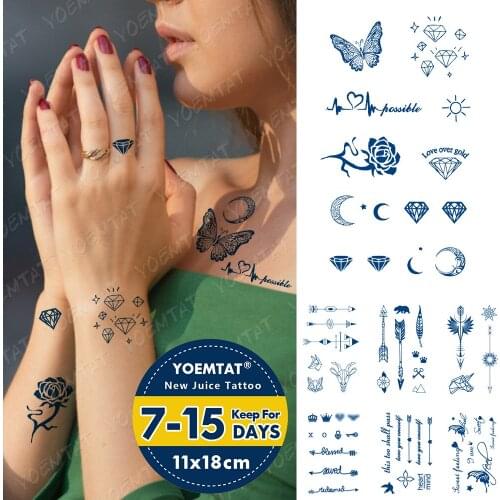 Juice Ink Tattoos Body Art Lasting Waterproof Temporary Tattoo Sticker Mini Moon Tatoo Arm Fake Text Word Arrow Tatto Women Men
