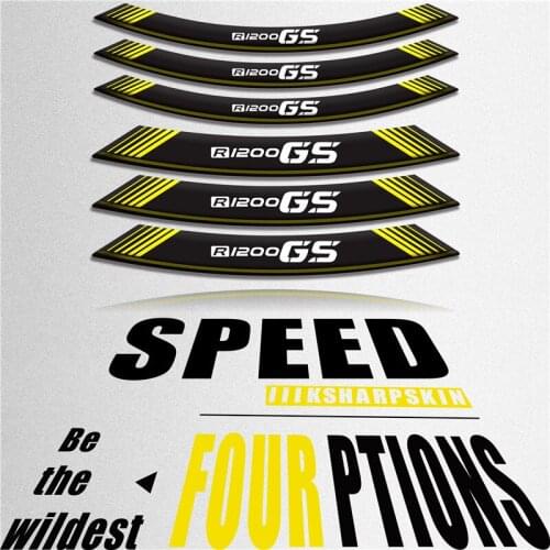 Creative 8X motorcycle tire stickers personalized reflective decorative decals fashion wheel foil for BMW R1200GS