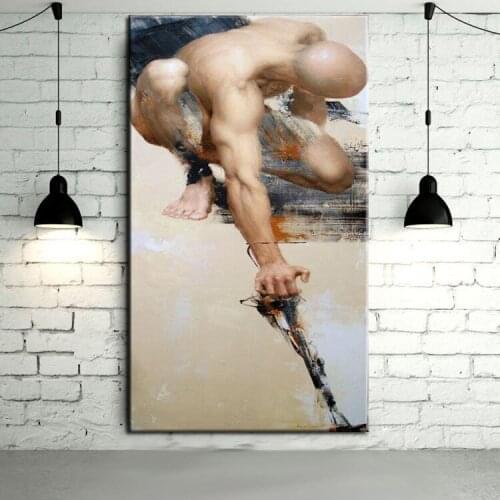 Unique Design Handpainted High Quality Abstract Nude Man Oil Painting On Canvas Nude Man Portrait Paintings Wholesale