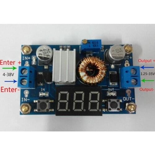 XL4015 5A High power 75W DC-DC adjustable step-down module + LED Can be calibrated voltmeter Po-36V DIY Adjustable Power Supply