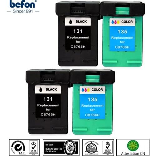 Befon X4 Refilled Ink Cartridge Replacement for hp 131 135 HP131 HP135 Photosmart C3100 C3183 C3150 C3180 PSC1500 1510 1513 1600