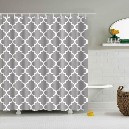Geometric Gray Lantern Pattern Shower Curtain Nordic Simplicity Style Bathroom Home Decor Waterproof Hooks Curtains Bath Screen