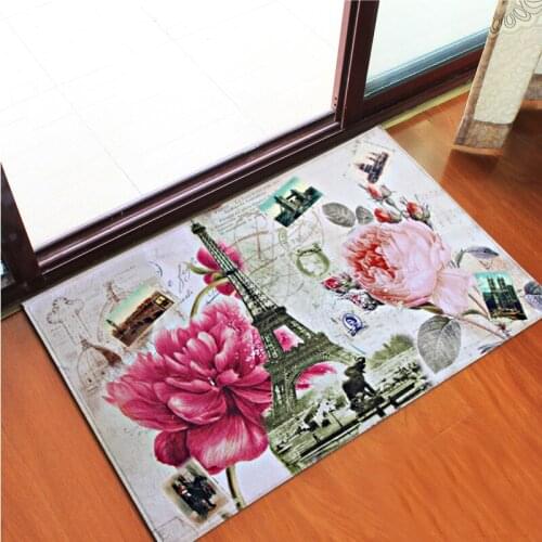 Zeegle Tower 3D Printed Mat For The Hallway Crystal Velvet Carpets For Bedroom Absorbent Kitchen Rug Bathroom Bath Mats