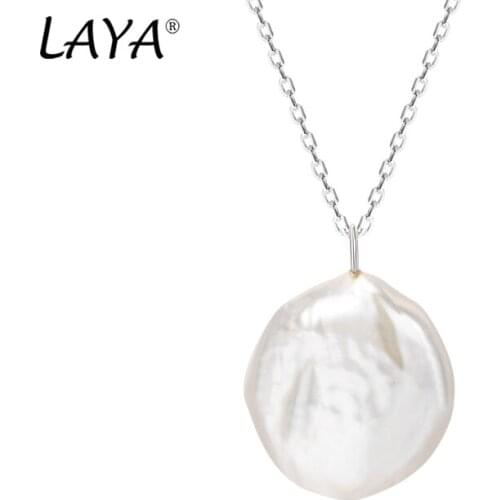 Laya 925 Sterling Silver Contracted fashion Natural Baroque Pear Necklace For Women Party Wedding Luxury Jewelry 2021 Trend