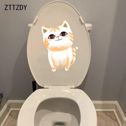 ZTTZDY 16.8*25CM Funny Cat Toilet Sticker Wall Decal Children Bedroom Home Decor T3-0245