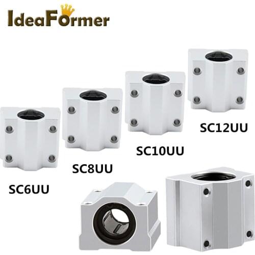 1/4Pcs SC6UU SC8UU SC10UU SC12UU Linear Ball Bearing Slide Linear Motion Bushing Block For CNC Router 3D Printer Parts Shaft Rod