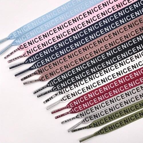 1 Pair Letter Printed Flat Shoelaces Fashion Casual Sports Outdoor Canvas Sneakers Shoelaces Women Mens Shoe Strings