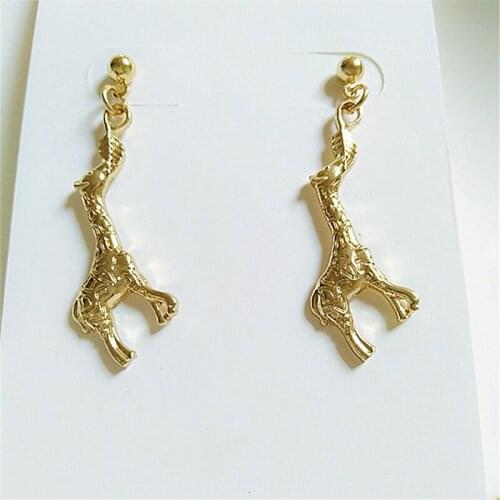 12 pair / lot fashion jewelry accessories gold metal leaf giraffe earrings