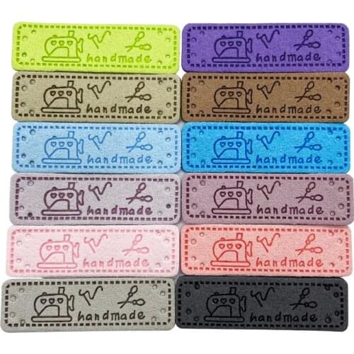 16 Options Swing Machine Logo Hand Made Leather Labls for Clothing Wear Decorative Leather Label for Clothes Bags Handmade Tag