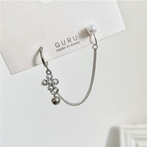 2020 fashion new earrings punk fashion jewelry wholesale pearl integrated chain earrings women wholesale Pearl Earrings