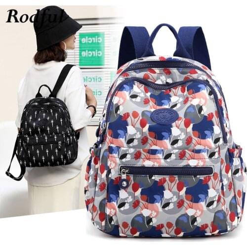 2021 Womens Fabric Backpack Bag with Colorful Printed Backpack Female Nylon Cloth Casual Day Back Pack for Women Ladies Bagpack